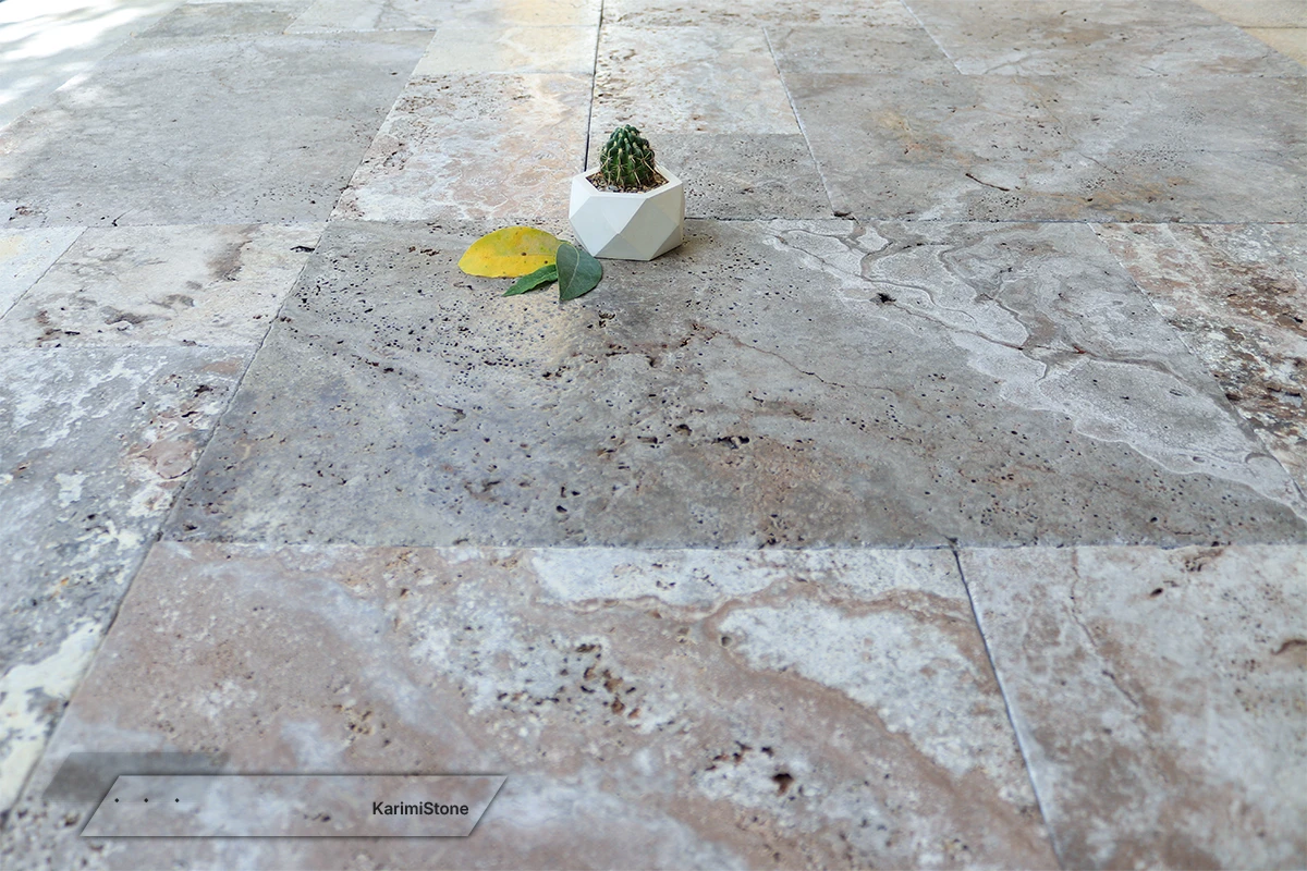 Travertine Silver Cross-cut Brushed & Tumbled 1200.800 – 02