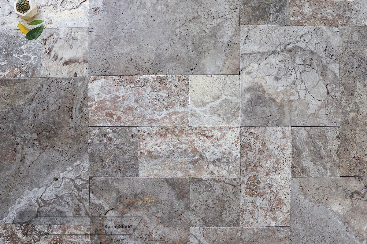 Travertine Silver Cross-cut Brushed & Tumbled 1200.800 – 03