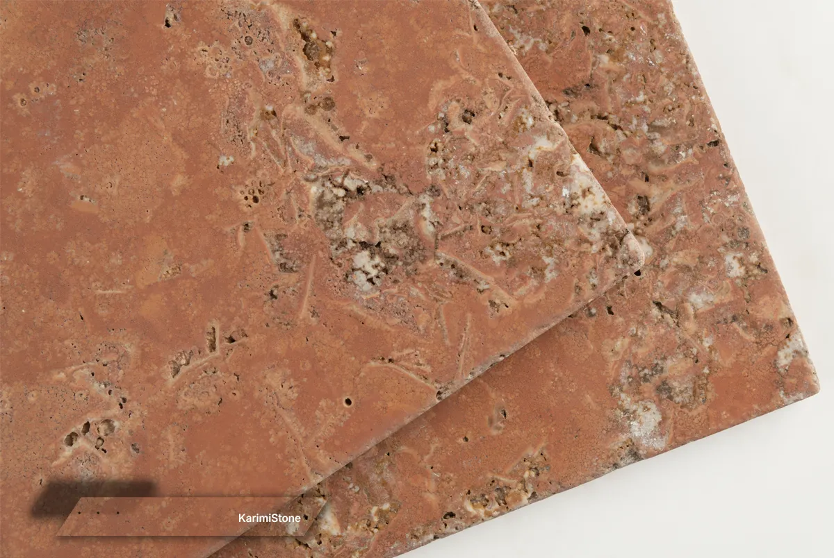red travertine cross cut honed 1