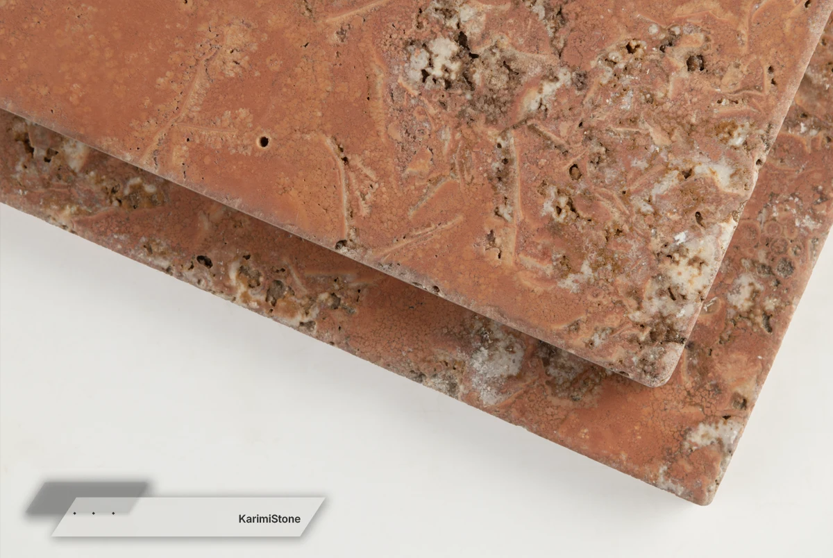 red travertine cross cut honed 4
