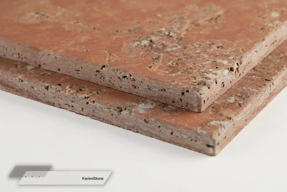 red travertine cross cut honed 5