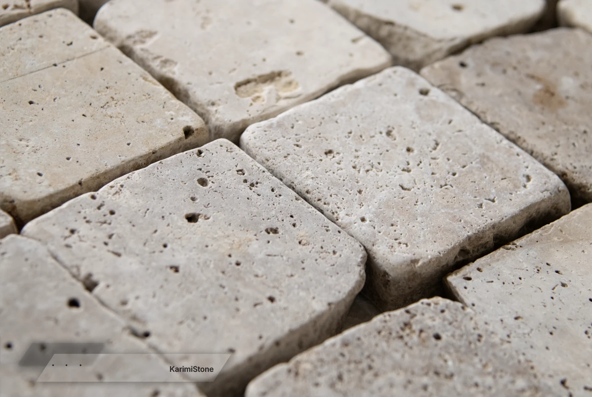 travertine begie honed cubble 16